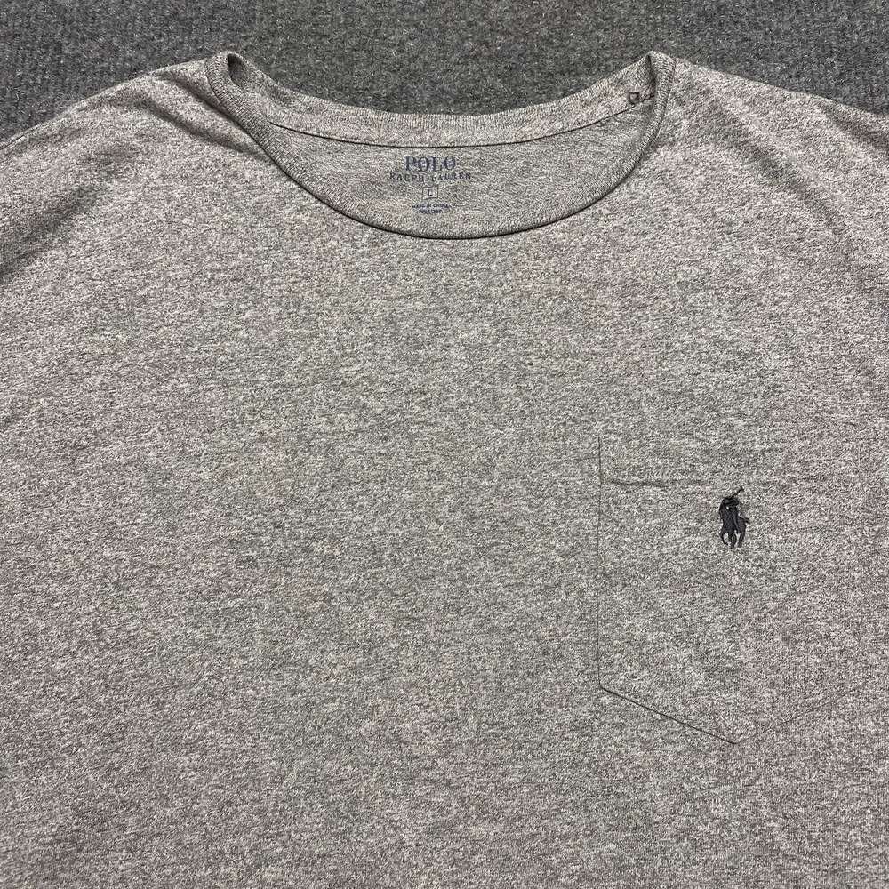 Polo Ralph Lauren Long Sleeve Pocket T Shirt Mens Large Gray Pony Crew Neck